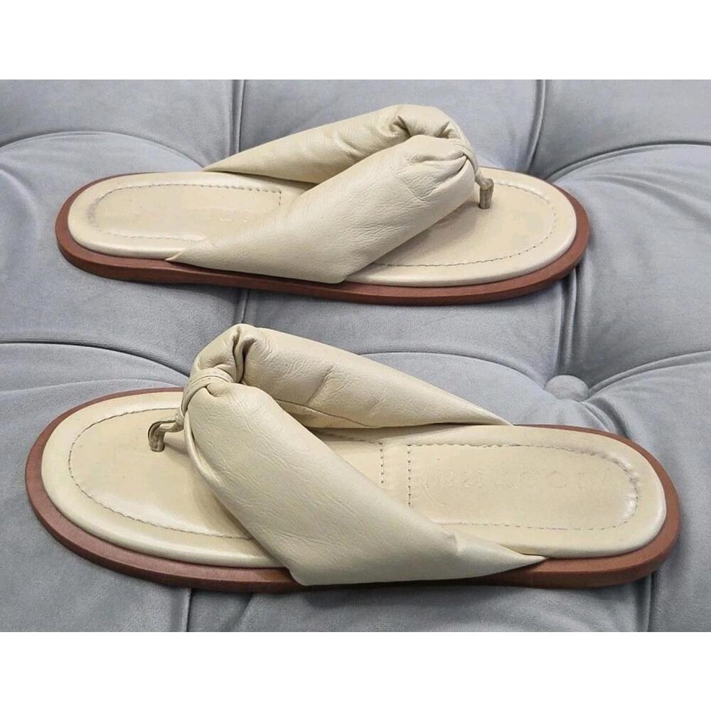 Vicenza Anthropologie Alexia Puffer Flip Flops Sandals Beige Womens Shoes 38 7